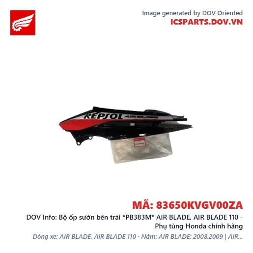 Bộ ốp sườn bên trái *PB383M* AIR BLADE, AIR BLADE 110 - Phụ tùng Honda chính hãng