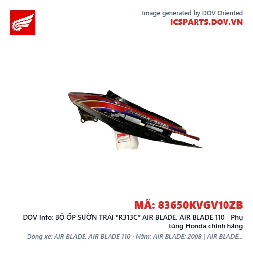 BỘ ỐP SƯỜN TRÁI *R313C* AIR BLADE, AIR BLADE 110 - Phụ tùng Honda chính hãng