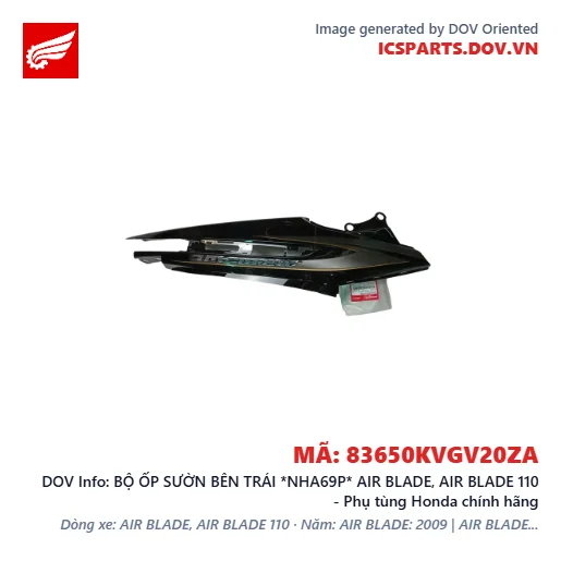 BỘ ỐP SƯỜN BÊN TRÁI *NHA69P* AIR BLADE, AIR BLADE 110 - Phụ tùng Honda chính hãng