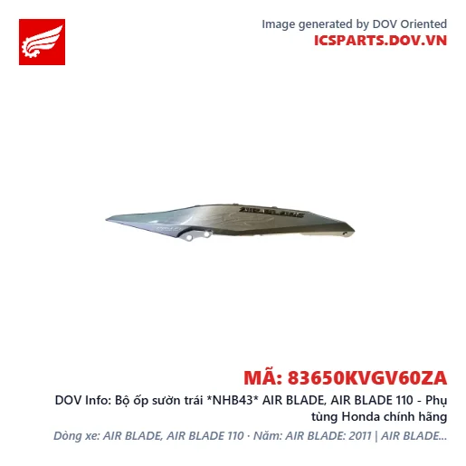 Bộ ốp sườn trái *NHB43* AIR BLADE, AIR BLADE 110 - Phụ tùng Honda chính hãng