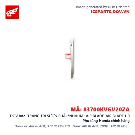 TRANG TRÍ SƯỜN PHẢI *NH411M* AIR BLADE, AIR BLADE 110 - Phụ tùng Honda chính hãng