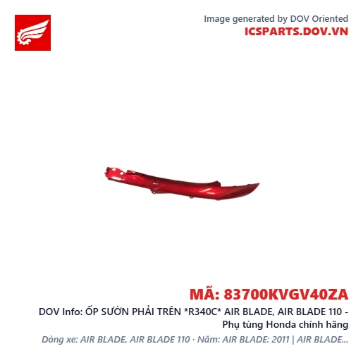 ỐP SƯỜN PHẢI TRÊN *R340C* AIR BLADE, AIR BLADE 110 - Phụ tùng Honda chính hãng