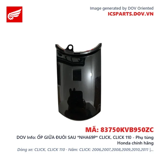 ỐP GIỮA ĐUÔI SAU *NHA69P* CLICK, CLICK 110 - Phụ tùng Honda chính hãng