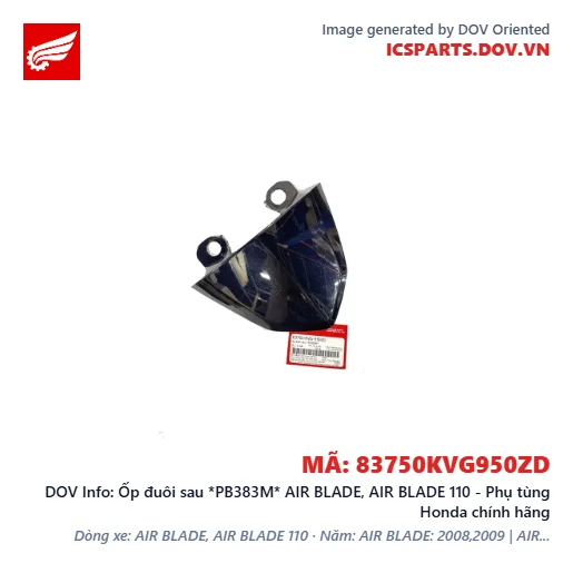 Ốp đuôi sau *PB383M* AIR BLADE, AIR BLADE 110 - Phụ tùng Honda chính hãng