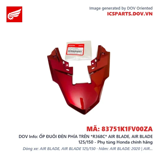 ỐP ĐUÔI ĐÈN PHÍA TRÊN *R368C* AIR BLADE, AIR BLADE 125/150 - Phụ tùng Honda chính hãng