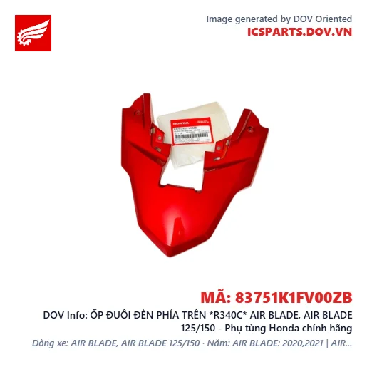 ỐP ĐUÔI ĐÈN PHÍA TRÊN *R340C* AIR BLADE, AIR BLADE 125/150 - Phụ tùng Honda chính hãng