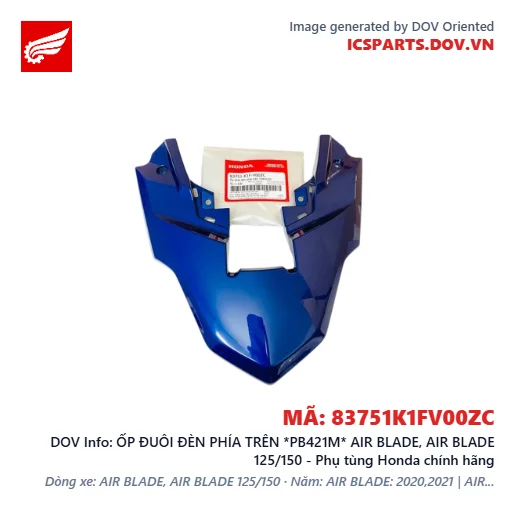 ỐP ĐUÔI ĐÈN PHÍA TRÊN *PB421M* AIR BLADE, AIR BLADE 125/150 - Phụ tùng Honda chính hãng