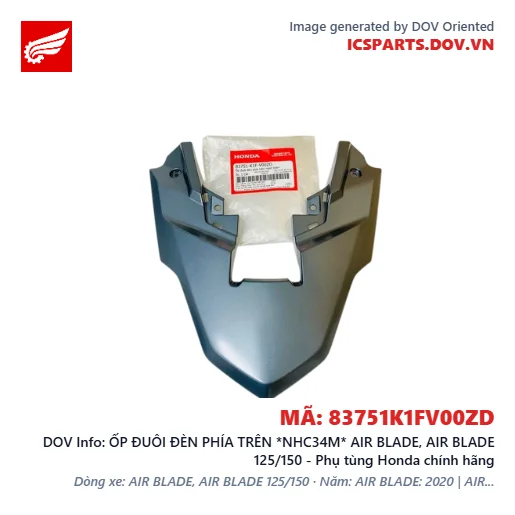 ỐP ĐUÔI ĐÈN PHÍA TRÊN *NHC34M* AIR BLADE, AIR BLADE 125/150 - Phụ tùng Honda chính hãng