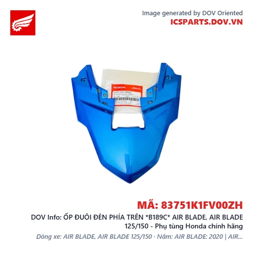 ỐP ĐUÔI ĐÈN PHÍA TRÊN *B189C* AIR BLADE, AIR BLADE 125/150 - Phụ tùng Honda chính hãng