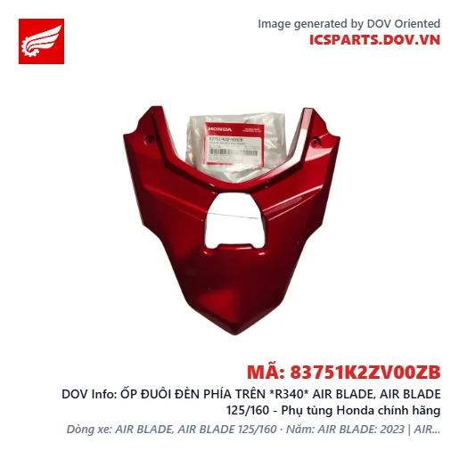 ỐP ĐUÔI ĐÈN PHÍA TRÊN *R340* AIR BLADE, AIR BLADE 125/160 - Phụ tùng Honda chính hãng
