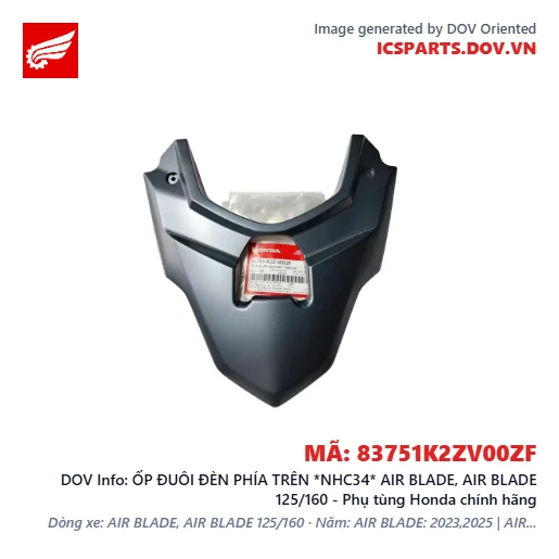 ỐP ĐUÔI ĐÈN PHÍA TRÊN *NHC34* AIR BLADE, AIR BLADE 125/160 - Phụ tùng Honda chính hãng