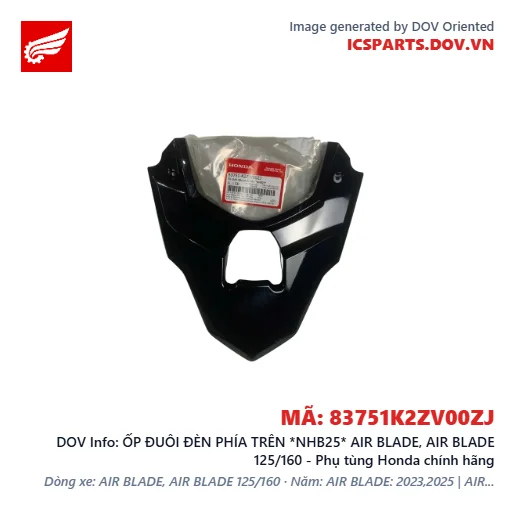 ỐP ĐUÔI ĐÈN PHÍA TRÊN *NHB25* AIR BLADE, AIR BLADE 125/160 - Phụ tùng Honda chính hãng