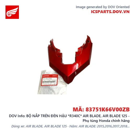 BỘ NẮP TRÊN ĐÈN HẬU *R340C* AIR BLADE, AIR BLADE 125 - Phụ tùng Honda chính hãng