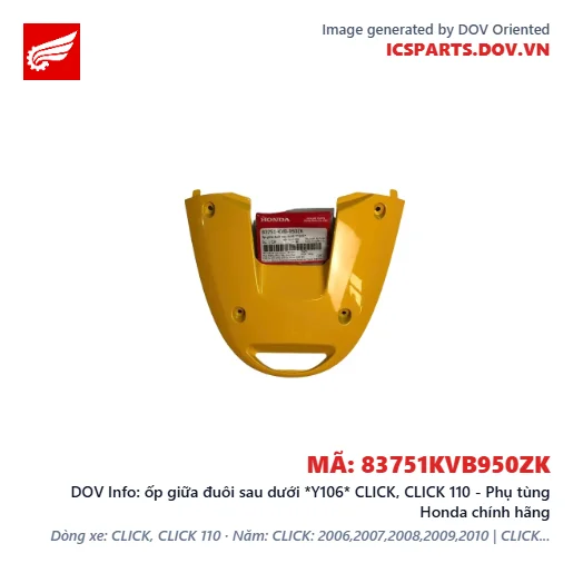 ốp giữa đuôi sau dưới *Y106* CLICK, CLICK 110 - Phụ tùng Honda chính hãng