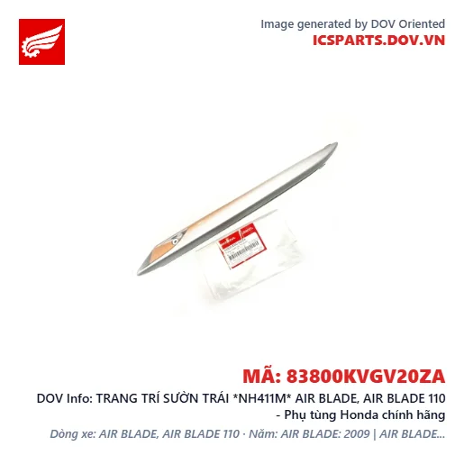 TRANG TRÍ SƯỜN TRÁI *NH411M* AIR BLADE, AIR BLADE 110 - Phụ tùng Honda chính hãng