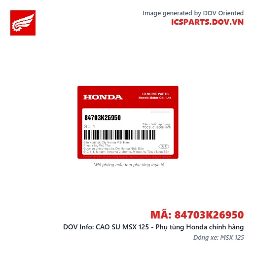 CAO SU MSX 125 - Phụ tùng Honda chính hãng
