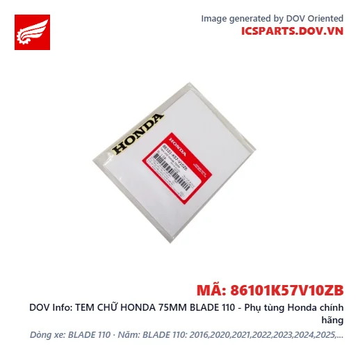 TEM CHỮ HONDA 75MM BLADE 110 - Phụ tùng Honda chính hãng