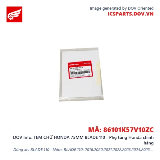 TEM CHỮ HONDA 75MM BLADE 110 - Phụ tùng Honda chính hãng