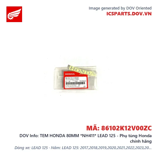 TEM HONDA 80MM *NH411* LEAD 125 - Phụ tùng Honda chính hãng