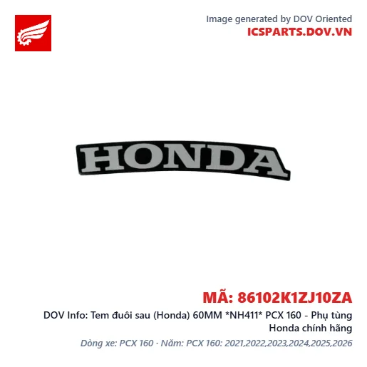 Tem đuôi sau (Honda) 60MM *NH411* PCX 160 - Phụ tùng Honda chính hãng