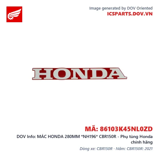MÁC HONDA 280MM *NH196* CBR150R - Phụ tùng Honda chính hãng