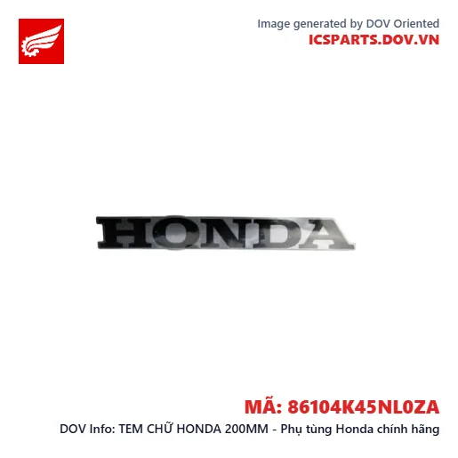 TEM CHỮ HONDA 200MM - Phụ tùng Honda chính hãng