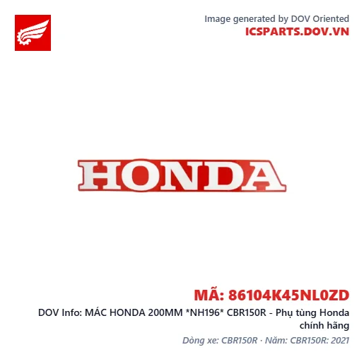 MÁC HONDA 200MM *NH196* CBR150R - Phụ tùng Honda chính hãng