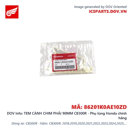 TEM CÁNH CHIM PHẢI 90MM CB300R - Phụ tùng Honda chính hãng
