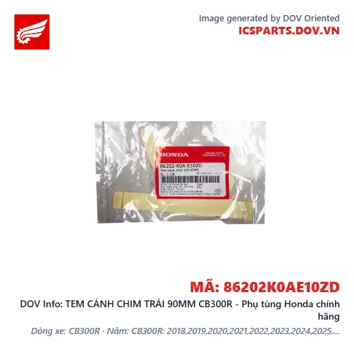 TEM CÁNH CHIM TRÁI 90MM CB300R - Phụ tùng Honda chính hãng