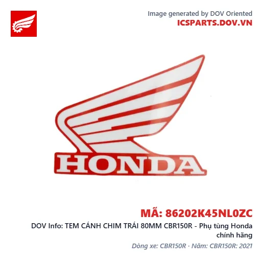 TEM CÁNH CHIM TRÁI 80MM CBR150R - Phụ tùng Honda chính hãng
