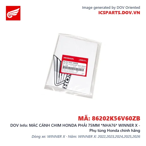 MÁC CÁNH CHIM HONDA PHẢI 75MM *NHA76* WINNER X - Phụ tùng Honda chính hãng