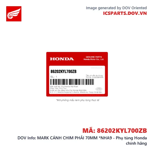 MARK CÁNH CHIM PHẢI 70MM *NHA9 - Phụ tùng Honda chính hãng