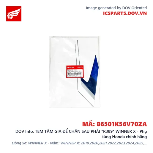 TEM TẤM GIÁ ĐỂ CHÂN SAU PHẢI *R389* WINNER X - Phụ tùng Honda chính hãng