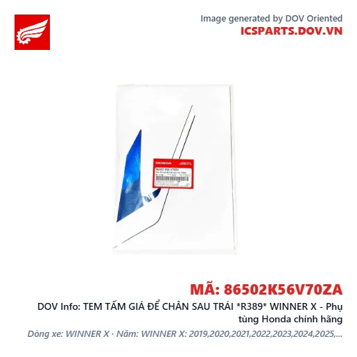 TEM TẤM GIÁ ĐỂ CHÂN SAU TRÁI *R389* WINNER X - Phụ tùng Honda chính hãng