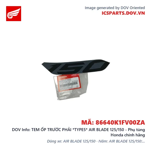 TEM ỐP TRƯỚC PHẢI *TYPE5* AIR BLADE 125/150 - Phụ tùng Honda chính hãng