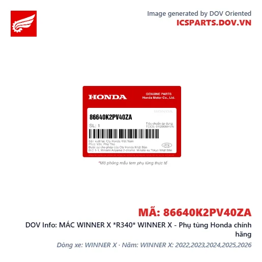 MÁC WINNER X *R340* WINNER X - Phụ tùng Honda chính hãng