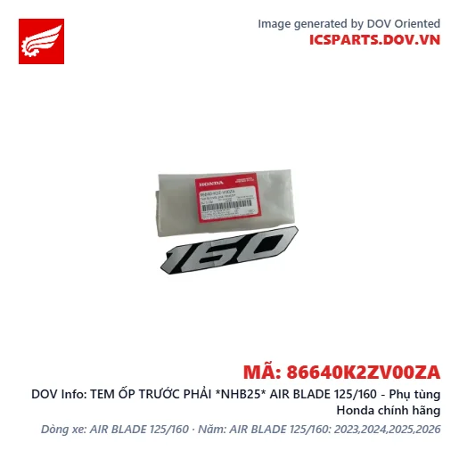 TEM ỐP TRƯỚC PHẢI *NHB25* AIR BLADE 125/160 - Phụ tùng Honda chính hãng