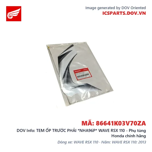 TEM ỐP TRƯỚC PHẢI *NHA96P* WAVE RSX 110 - Phụ tùng Honda chính hãng