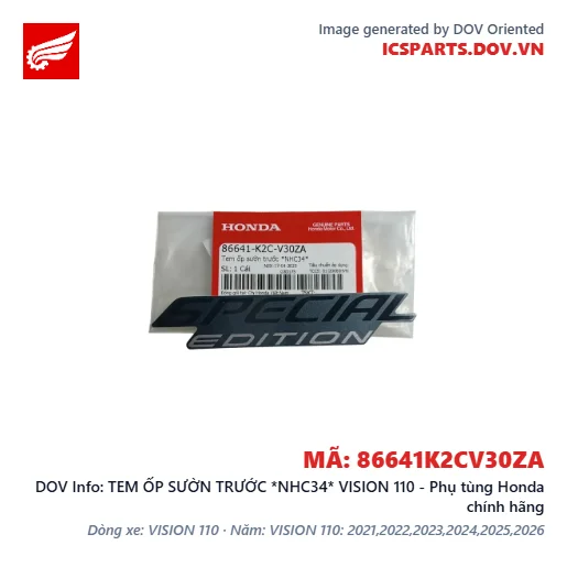 TEM ỐP SƯỜN TRƯỚC *NHC34* VISION 110 - Phụ tùng Honda chính hãng