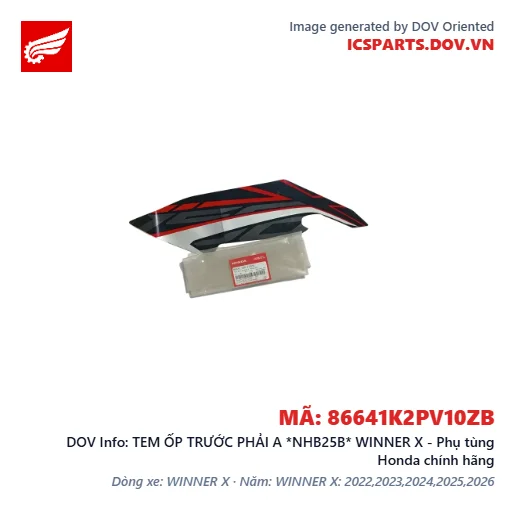 TEM ỐP TRƯỚC PHẢI A *NHB25B* WINNER X - Phụ tùng Honda chính hãng