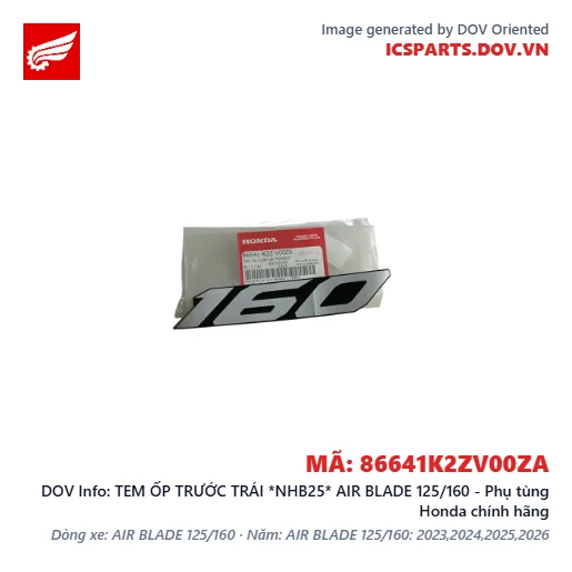 TEM ỐP TRƯỚC TRÁI *NHB25* AIR BLADE 125/160 - Phụ tùng Honda chính hãng