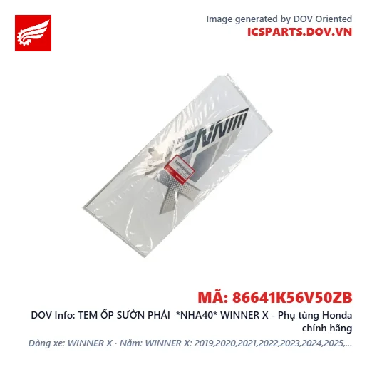 TEM ỐP SƯỜN PHẢI *NHA40* WINNER X - Phụ tùng Honda chính hãng