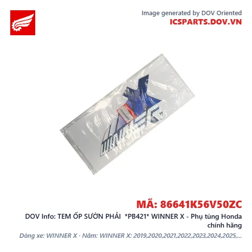 TEM ỐP SƯỜN PHẢI *PB421* WINNER X - Phụ tùng Honda chính hãng