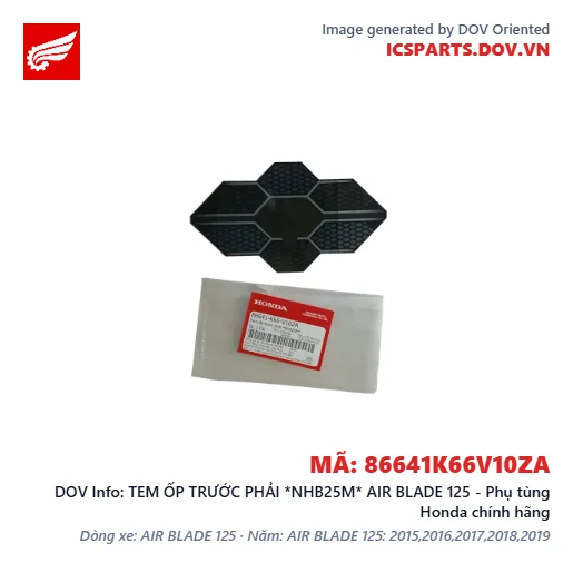 TEM ỐP TRƯỚC PHẢI *NHB25M* AIR BLADE 125 - Phụ tùng Honda chính hãng