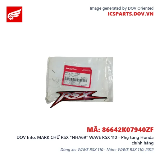 MARK CHỮ RSX *NHA69* WAVE RSX 110 - Phụ tùng Honda chính hãng