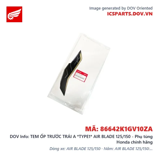 TEM ỐP TRƯỚC TRÁI A *TYPE1* AIR BLADE 125/150 - Phụ tùng Honda chính hãng