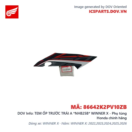 TEM ỐP TRƯỚC TRÁI A *NHB25B* WINNER X - Phụ tùng Honda chính hãng