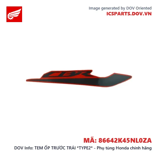 TEM ỐP TRƯỚC TRÁI *TYPE2* - Phụ tùng Honda chính hãng