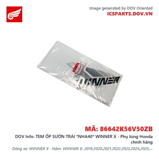 TEM ỐP SƯỜN TRÁI *NHA40* WINNER X - Phụ tùng Honda chính hãng