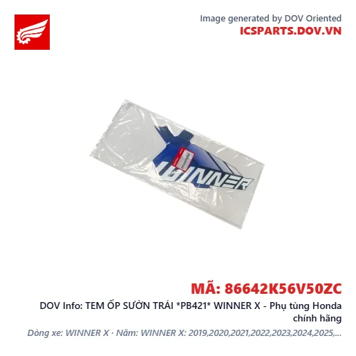 TEM ỐP SƯỜN TRÁI *PB421* WINNER X - Phụ tùng Honda chính hãng